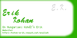 erik kohan business card